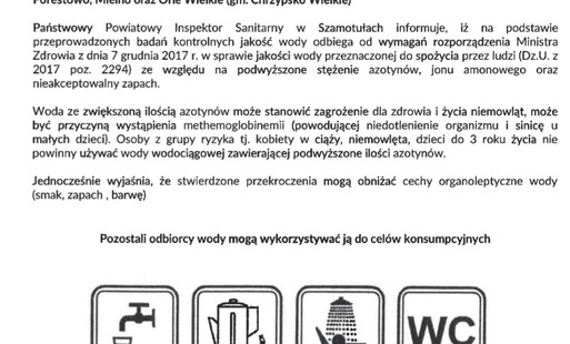 Zdjęcie do Komunikat w sprawie jakości wody przeznaczonej do spożycia przez ludzi dla Orle Wielkie