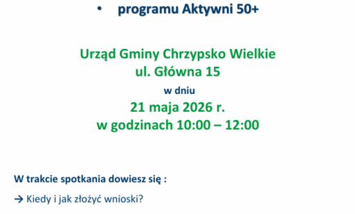 Zdjęcie do Zaproszenie na spotkanie z Ekspertem z ZUS na temat świadczeń kr&oacute;tkoterminowych oraz programu Aktywni 50+