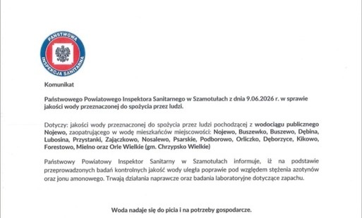 Zdjęcie do Komunikat w sprawie jakości wody przeznaczonej do spożycia przez ludzi dla Orle Wielkie